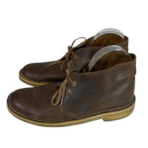 CLARK ORIGINALS Women’s 9 Dark Brown Leather Lace Up Boots Gum Rubber Sole